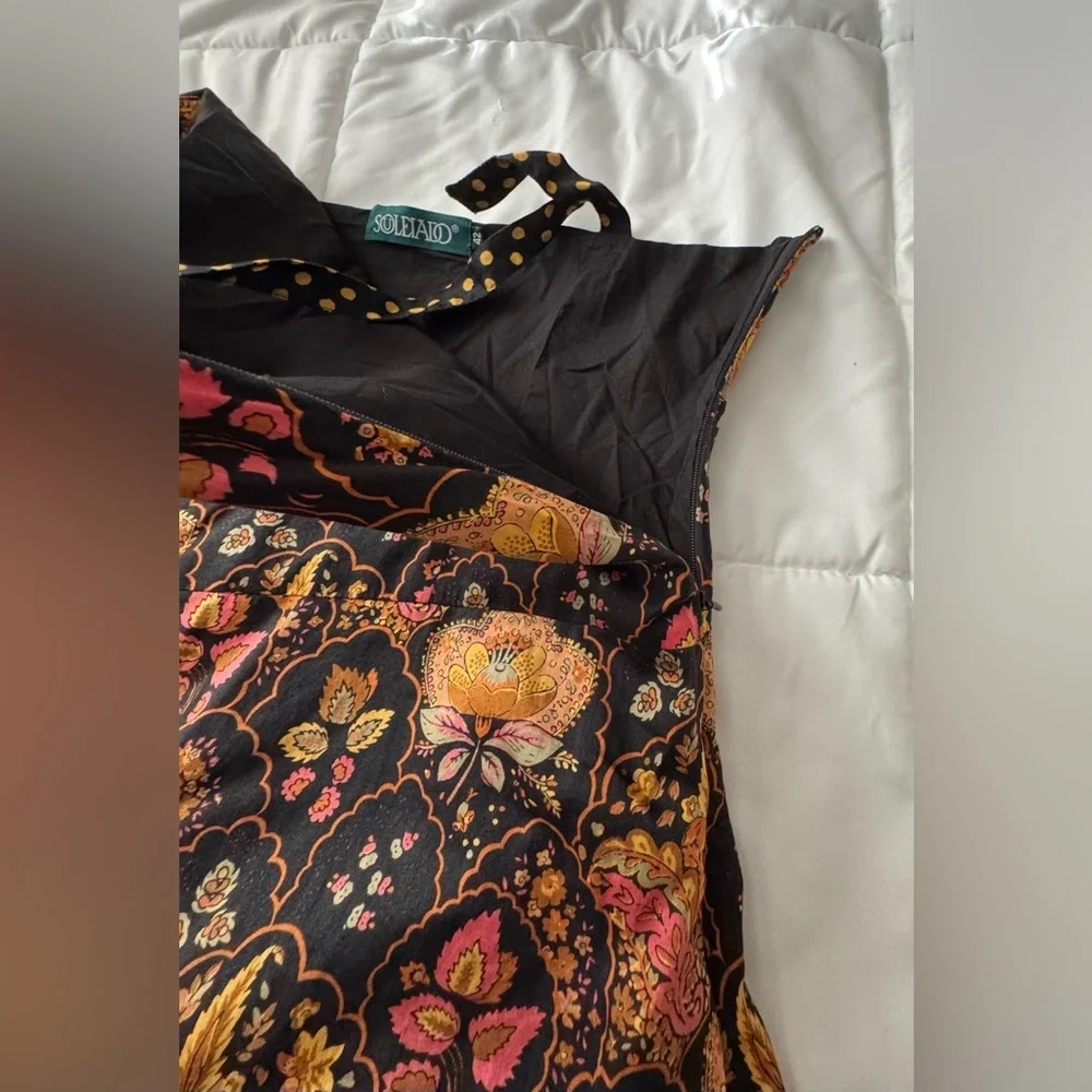 Souleiado Floral Brown ,Orange Dress - Picture 10 of 13